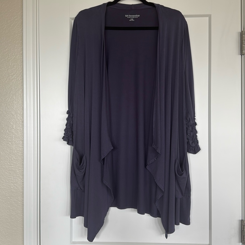 Soft Surroundings Women’s Size Large Lightweight 3/4 Sleeve Open Cardigan EUC